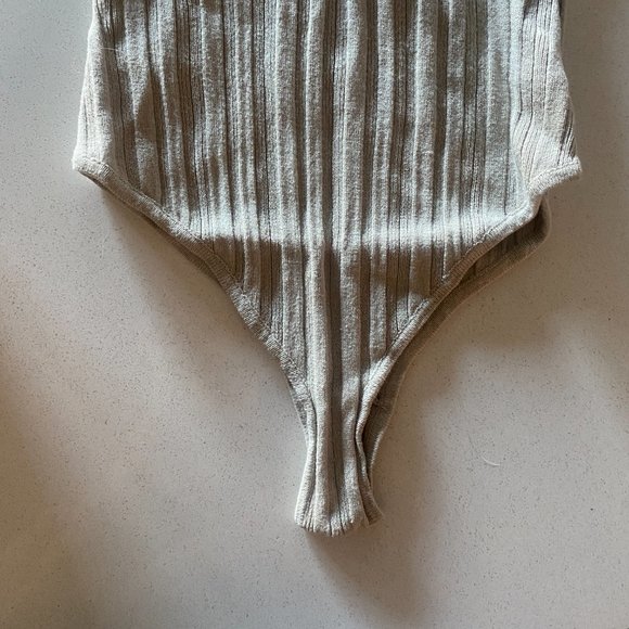 Line by K Isaura Open-back Ribbed Knit Bodysuit in Mushroom - Picture 7 of 9